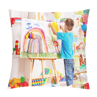 Personality  Child Painting At Easel. Pillow Covers