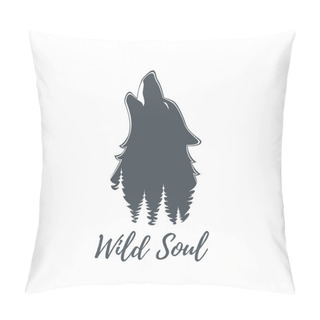 Personality  Wolf Howling. Logo Template. Pillow Covers