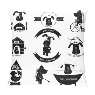 Personality  Set Of Retro Dog Care  Labels Pillow Covers