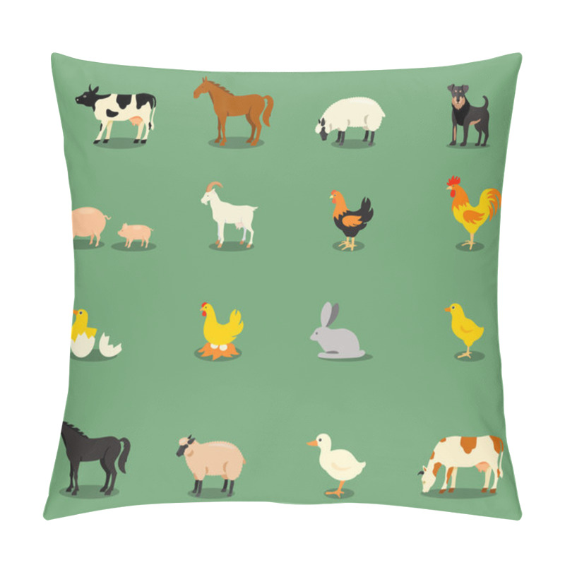 Personality  Farm animals set in flat vector style. pillow covers