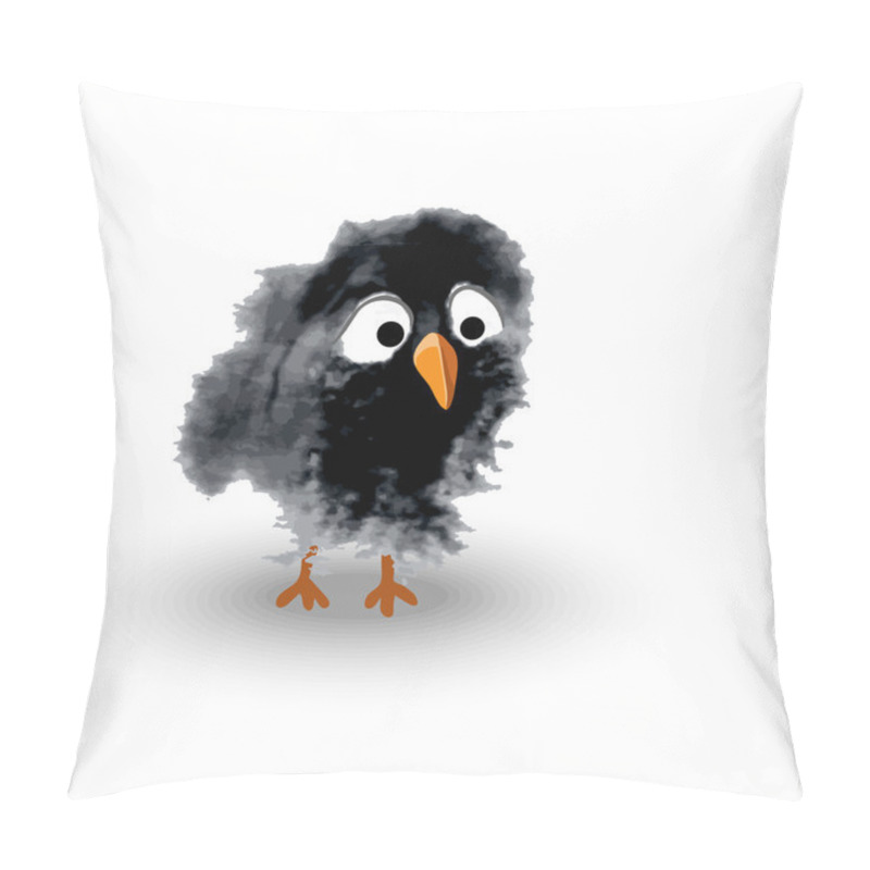 Personality  Funny bird  nestlingd black watercolor pillow covers