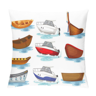 Personality  Set Of Different Kinds Of Boats And Ships Isolated Illustration Pillow Covers