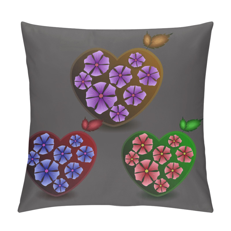 Personality  Hearts With Flowers. Vector Illustration. Pillow Covers