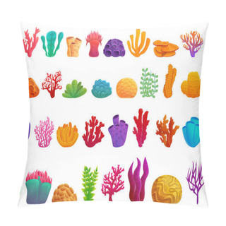 Personality  Coral Icons Set, Cartoon Style Pillow Covers