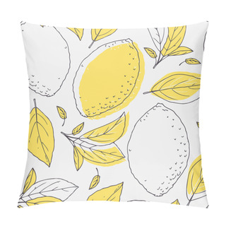 Personality  Hand Drawn Lemon And Leaves. Pillow Covers