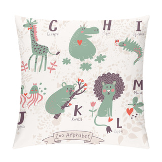 Personality  Cute Zoo Alphabet In Vector. G, H, I, J, K, L, M Letters. Pillow Covers