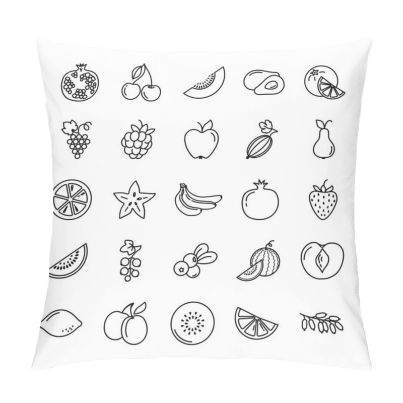 Personality  Set Of Icons With Different Fruits Pillow Covers