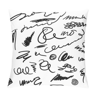 Personality  Unreadable And Unrecognizable Scribbles Set Pillow Covers