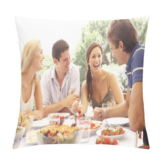 Personality  Two Young Couples Eating Outdoors Pillow Covers