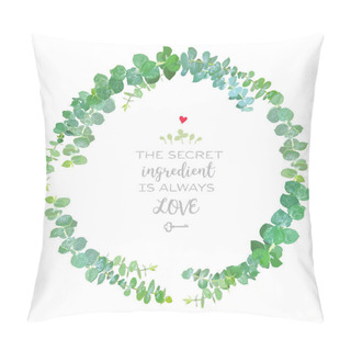 Personality  Baby Blue Eucalyptus Simple Round Vector Design Frame Pillow Covers