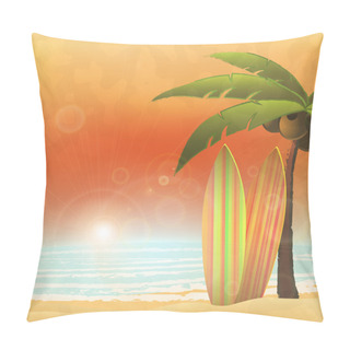 Personality  Vacation In Paradise - Surfing At Tropical Beach.  Pillow Covers