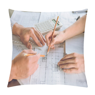 Personality  Architects Working On New Plan Together Pillow Covers