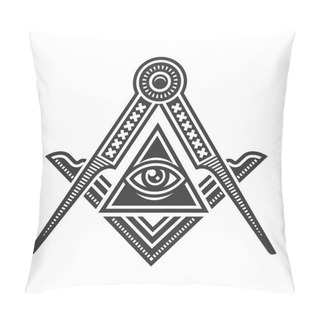 Personality  Masonic Freemasonry Emblem Icon Logo. Vector Pillow Covers