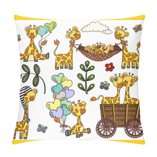 Personality  Cute Giraffe Set Digital Elements Pillow Covers