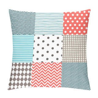 Personality  Set Of 9 Hand Drawn Painted Geometric Seamless Patterns Pillow Covers