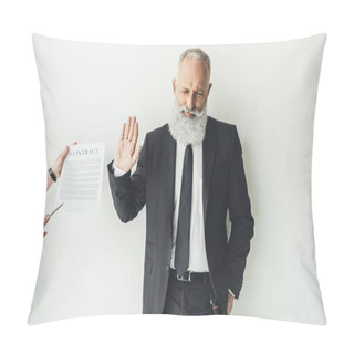 Personality  Businessman Refusing To Sign Contract Pillow Covers