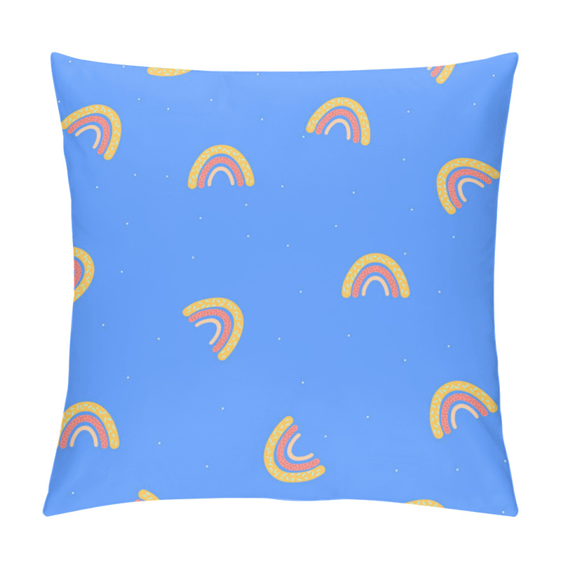 Personality  Vector doodle seamless background with colorful rainbow and dots,bright illustration for kids fashion,nursery decor,pattern for childish textile,fabric,accessories, birthday and baby shower design. pillow covers