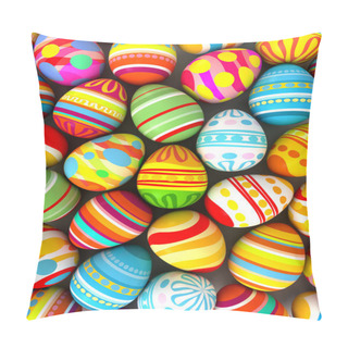 Personality  Happy Easter. Background With Painted Eggs Pillow Covers