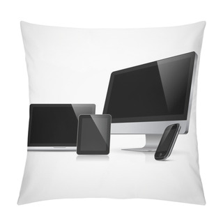 Personality  Realistic Vector Laptop, Tablet Computer, Monitor And Mobile Phone Template Pillow Covers