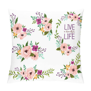 Personality  Flower Watercolor Vector Set Pillow Covers