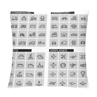 Personality  Vector Black Transport Icons Set Pillow Covers