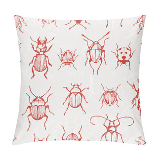 Personality  Seamless Vector Pattern With  Beetles Pillow Covers