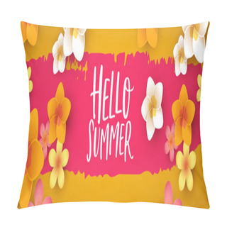 Personality  Hello Summer Web Banner Of 3d Tropical Flowers Pillow Covers