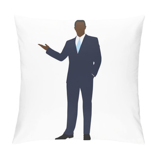 Personality  African American Business Man In Office. Man In A Dark Blue Suit Pillow Covers