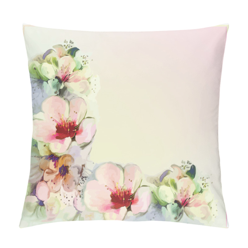 Personality  Greeting Floral Card With Stylized Spring Flowers In Pastel Colors Pillow Covers