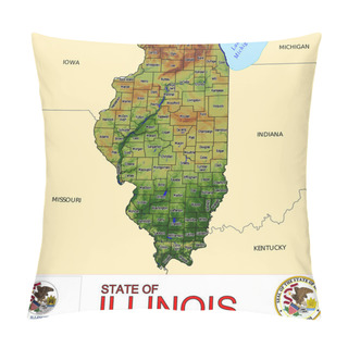 Personality  Illinois Counties Emblem Map Pillow Covers