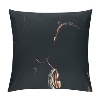 Personality  Side View Of Silhouettes Of Heterosexual Couple Kissing In Dark Pillow Covers