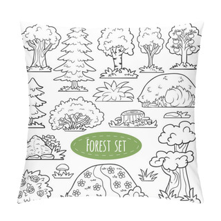 Personality  Colorless Vector Set Of Forest Items Pillow Covers
