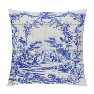 Personality  Portuguese Traditional Hand Painted Tin-glazed Ceramic Tilework, Pillow Covers
