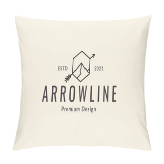 Personality  Hexagonal Lines With Mountain And Arrows Logo Design Vector Icon Symbol Graphic Illustration Pillow Covers