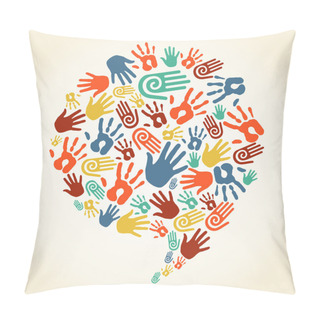 Personality  Global Diversity Hand Prints Speech Bubble Pillow Covers