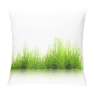 Personality  Green Grass With Reflection Isolated On White Background Pillow Covers