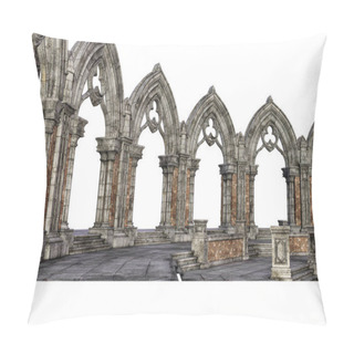 Personality  Fantasy Ancient Romanesque Architectures, 3D Illustration, 3D Rendering Pillow Covers
