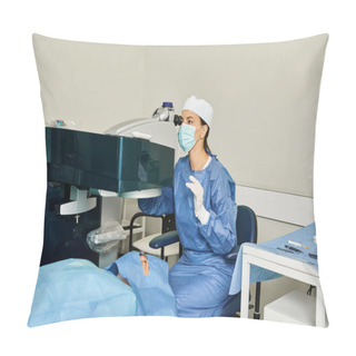 Personality  Beautiful Doctor In Scrubs Working At A Hospital Bed. Pillow Covers