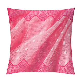 Personality  The Texture Of Fabric Lace With Sequins On Fabric Background. A Small, Shiny Disk Sewn As One Of Many Onto Clothing For Decoration. Magenta, Hot Pink, Cerise Pillow Covers