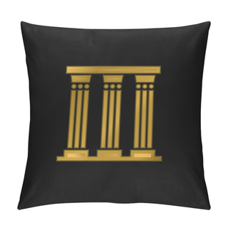 Personality  Ancient Pillar Gold Plated Metalic Icon Or Logo Vector Pillow Covers