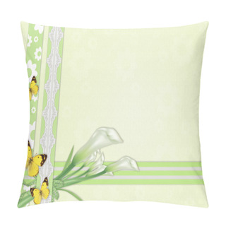 Personality  Three Calla Lilies Background With Lace Pillow Covers
