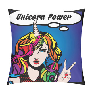 Personality  Pop Art Woman UNICORN POWER Pillow Covers