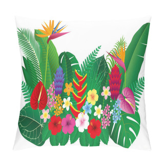 Personality  Vector Illustration Of Tropical Flowers And Leaves  Pillow Covers