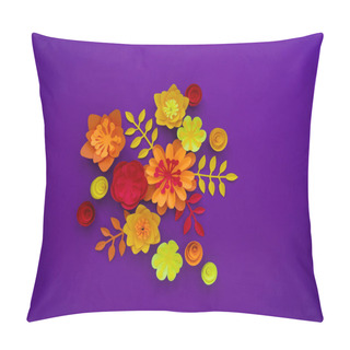 Personality  Decorative Flowers Made From Craft Paper On Purple Background. Handwork. Spring Holiday Postcard. Pillow Covers
