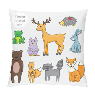 Personality  Set Of Different Forest Animals In Cartoon Style Pillow Covers
