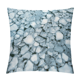 Personality  Ice Floes Background Of Winter River. Toned Photo. Pillow Covers