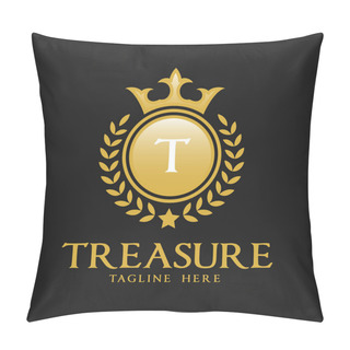 Personality  Letter T Logo - Classic Luxurious Style Logo Template Pillow Covers