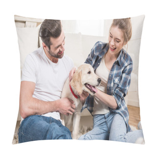 Personality  Young Couple With Puppy  Pillow Covers