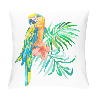 Personality  Tropical Birds Isolated On White Background. Macaws. Art. Pillow Covers