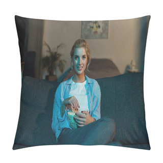 Personality  Woman Watching Film At Home Pillow Covers
